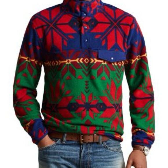 Polo Ralph Lauren Fair Isle Aztec SnowFlake Fleece XL Pullover - Picture 5 of 5